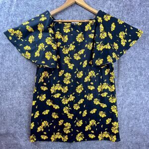 Oak + Fort Dress Medium‎ Black Yellow Oversized Boxy Big Sleeves Maximalism